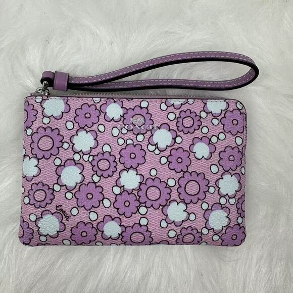 Coach Corner Zip Wristlet With Floral Print In Canvas Lily Multi CBP28 NWT - Picture 1 of 4